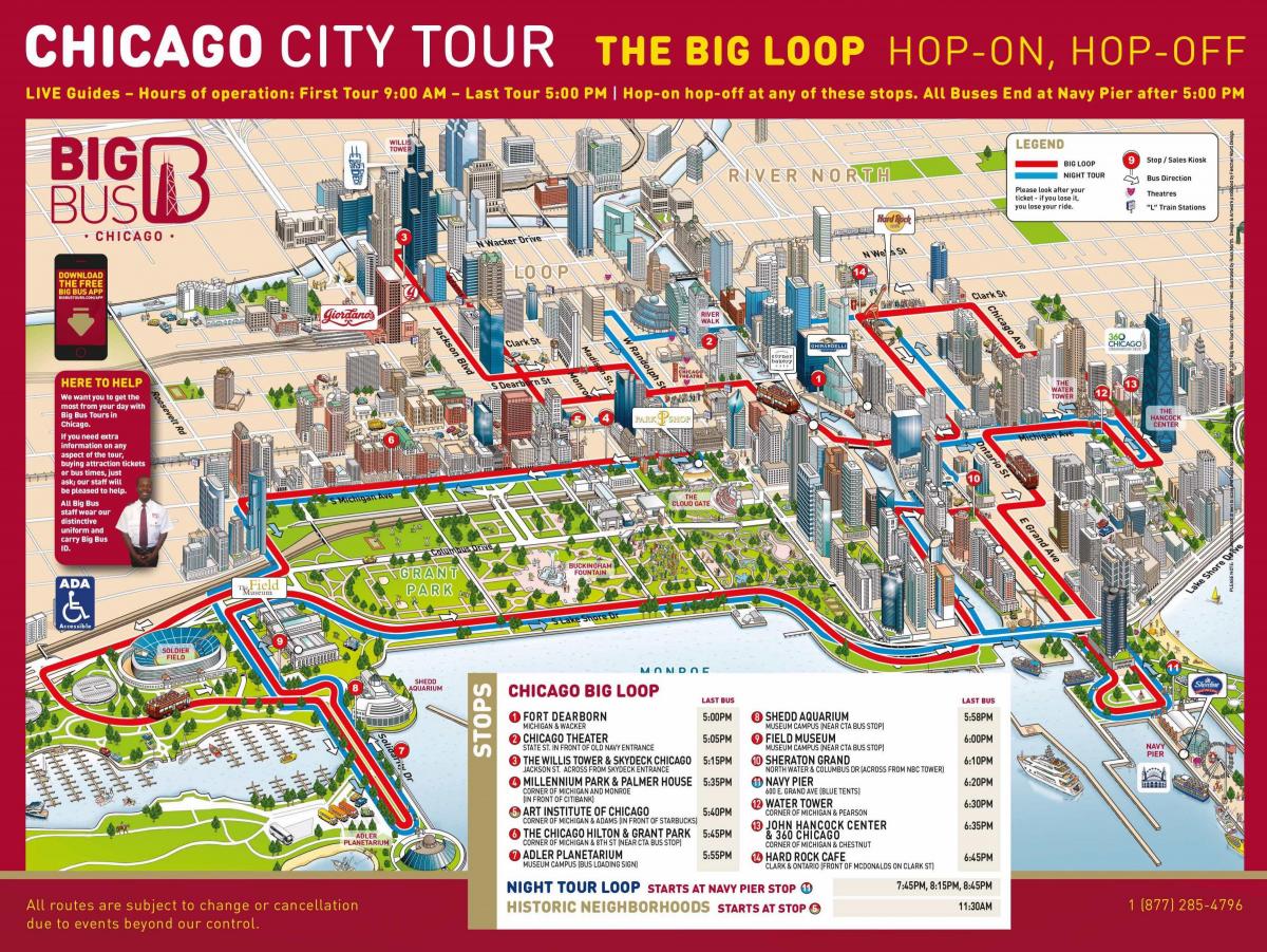 Mapa de Chicago Big Bus