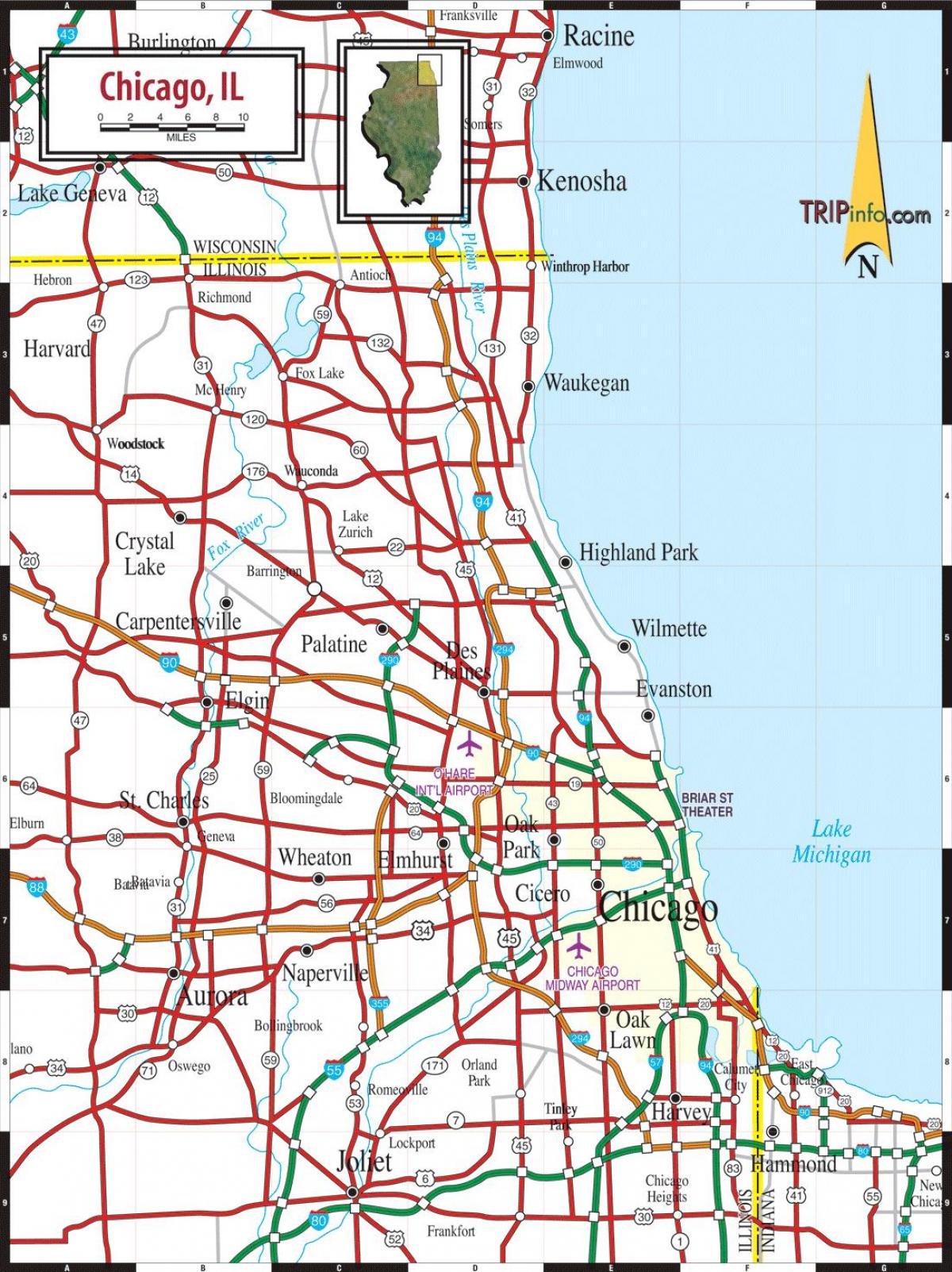 Mapa das estradas de Chicago
