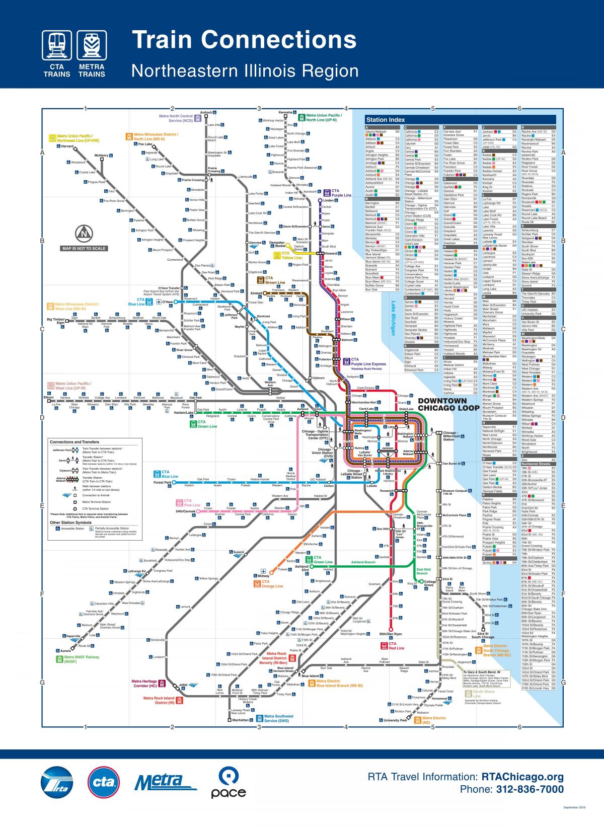 Mapa das estações ferroviárias de Chicago