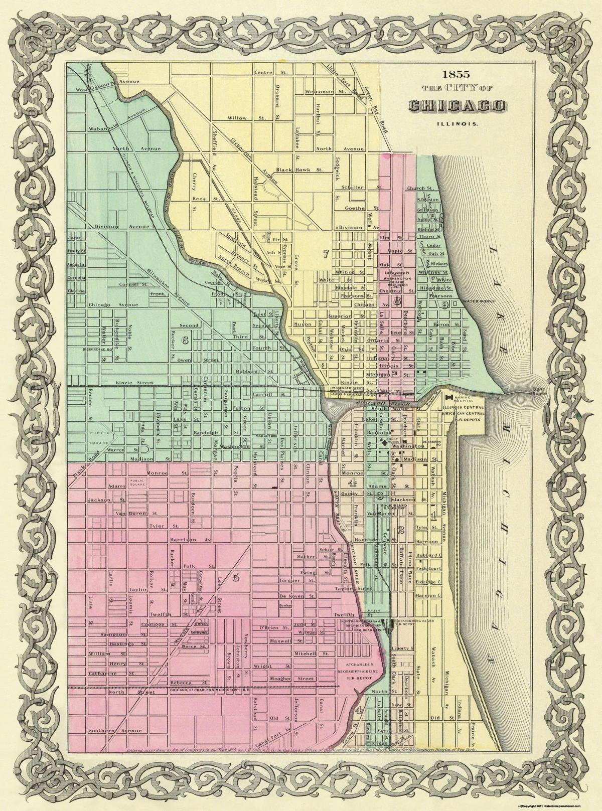 Mapa antigo de Chicago