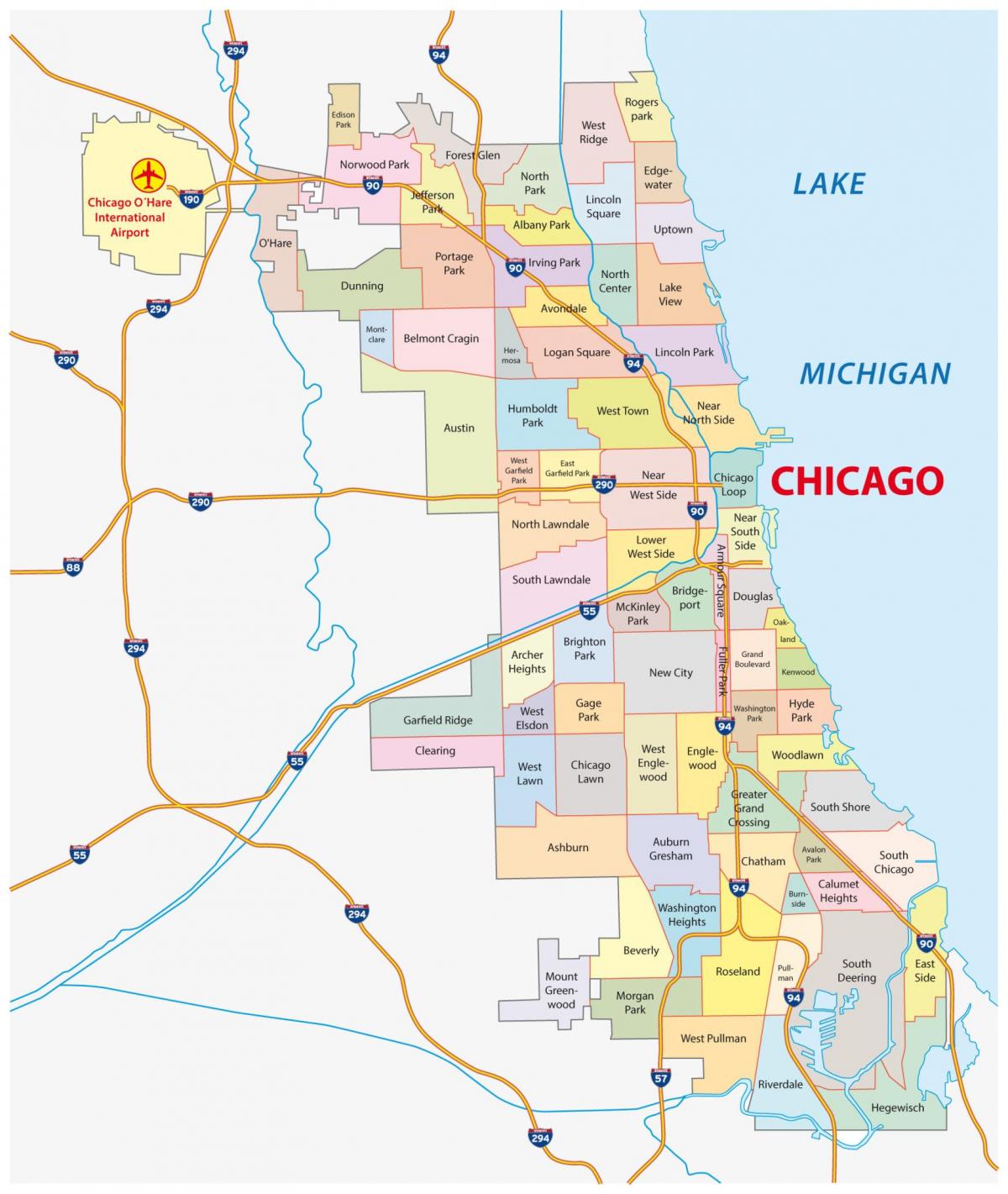 Mapa dos bairros de Chicago