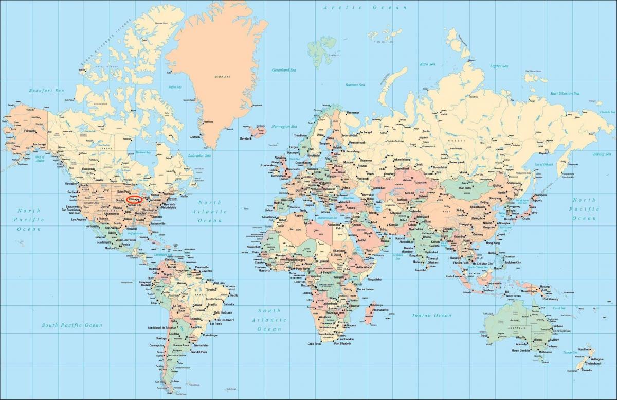 Localização de Chicago no mapa do mundo